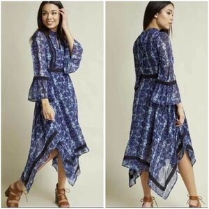 ModCloth Dark Blue Handkerchief Dress Size S, Witchy Cottagecore Boho Whimsigoth